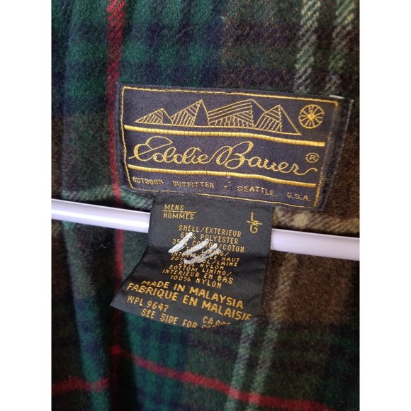 Vintage Eddie Bauer Wool Lined mountain parka jacket L Full Zip Snap Button Coat - Picture 8 of 8